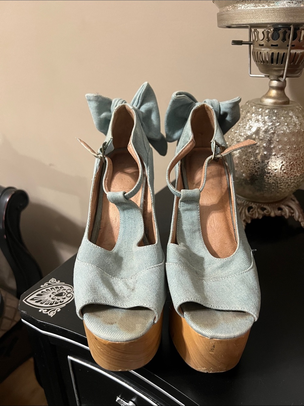 Jeffrey Campbell denim blue platform
heels